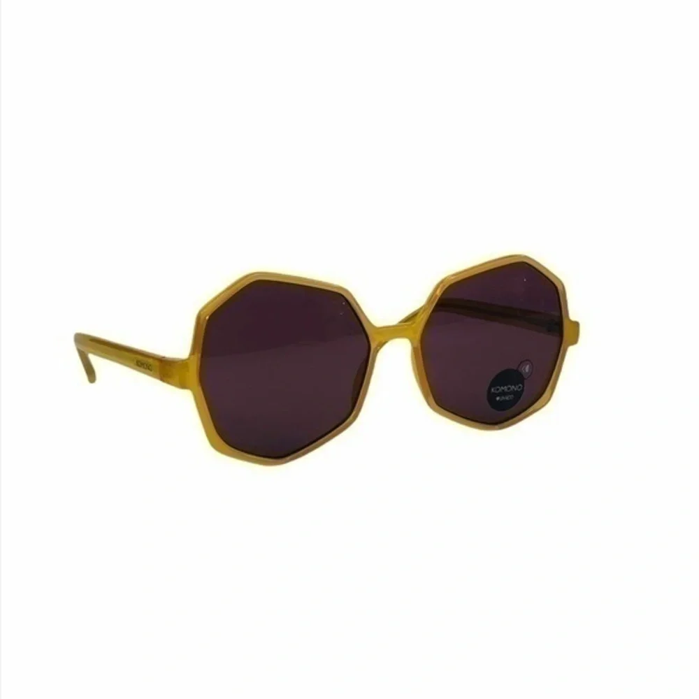 KOMONO Bonnie Milky Honey Sunglasses NEW yellow gold geometric UV400